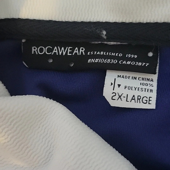 ROCAWEAR Blue and White Zip Up Men's Varsity Jacket 2XL - Picture 9 of 9